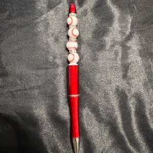 Red Baseball-Themed Pen